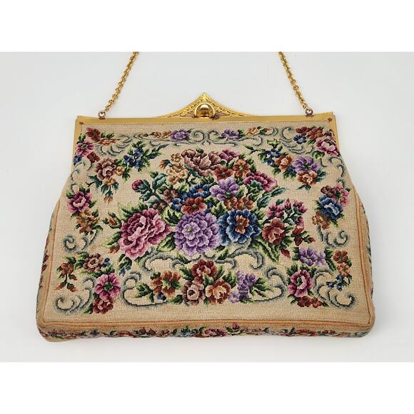 Vintage Walborg France Tapestry Embroidery Evening Handbag Purse - Picture 2 of 14